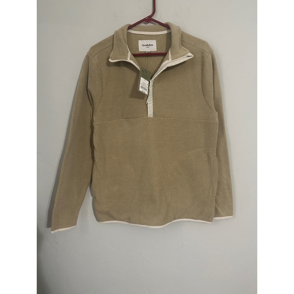 NWT! Goodfellow & Co Mens Tan Fleece Half Zip Pullover Sweatshirt Size S